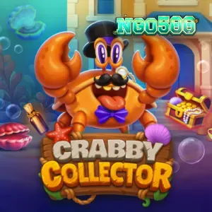 Tampilan antarmuka seluler permainan slot Crabby Collector dengan grid 6x5 yang cerah